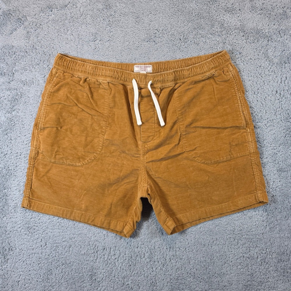 Wallace & Barnes Corduroy Shorts Mens XL Tan Brown Dock Drawstring 5" Inseam